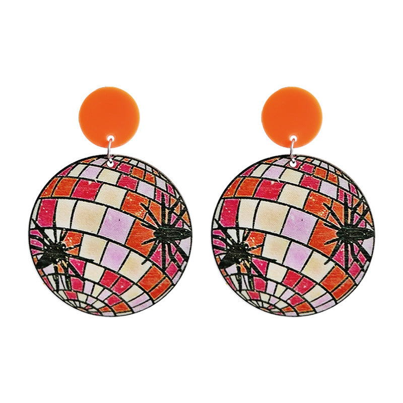 Wholesale 2 Pair/Pack Halloween Retro Style Pumpkin Ghost Spider Colorful Flower Earrings